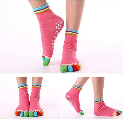 Yoga Socks Assorted Colours-With Toes-Asstd Colours-NEW-Non Slip, View more