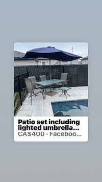 Set a patio incluant parasol solaire