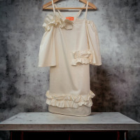 Paskal Ruffled Trim Over The Shoulder Dress, Ivory Size XS $1273