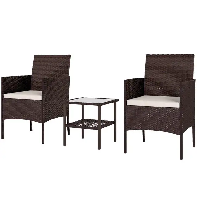 Wicker Bistro Set, 3 Piece Patio Furniture Set with 2-Tier Glass in Patio & Garden Furniture in Markham / York Region - Image 11