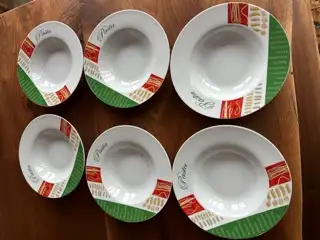 Rare porcelain Italian pasta bowls imported by Adamo Import Ltd. There is a set of 6 bowls all in ex...
