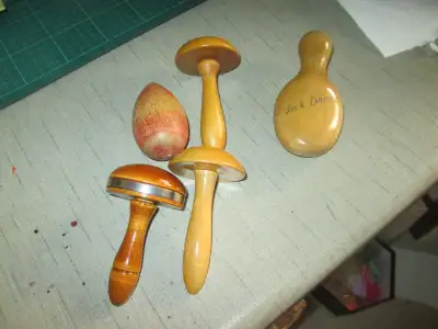 5 Antique/Vintage Wooden Sock Darners AntiqueVintage Like New No damages of anykind. Egg shaped has...