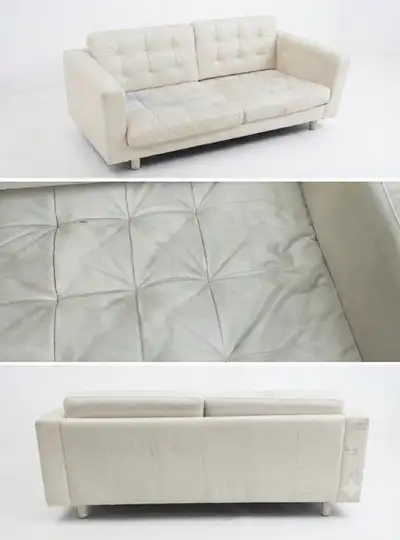 White tufted Leather couch, View more