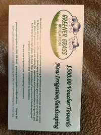 $500 voucher for irrigation and landscaping