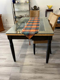 60” Glasstop dining table set plus 6 chairs