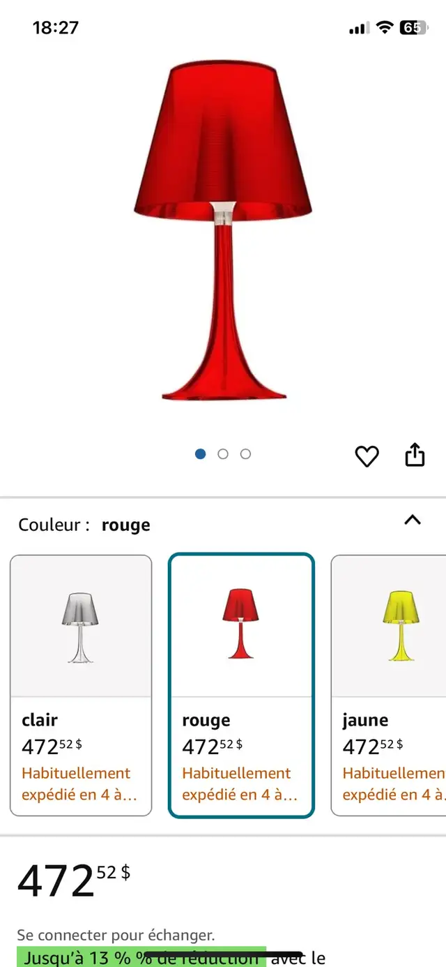 Rare Miss K Table Lamp Transparent Red by Nerval Philippe Starck in Indoor Lighting & Fans in Laval / North Shore - Image 6