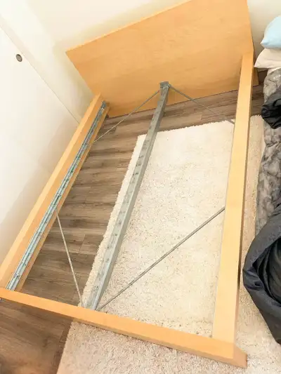 Used IKEA Malm Queen Size bed in light birch colour. In good and fair condition with normal wear & t...
