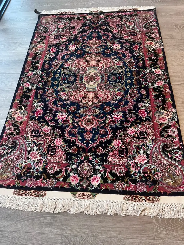 Hand-Knotted Tabriz Rug – Wool & Silk in Rugs, Carpets & Runners in Markham / York Region - Image 3