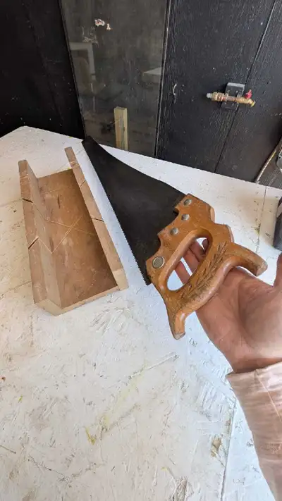 Wooden Mitre Box and Hand Saw, View more