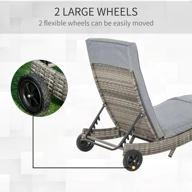 Outdoor Adjustable Wicker Chaise Lounge Chair with Cushion  in Patio & Garden Furniture in Markham / York Region - Image 5