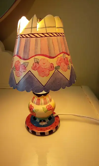Floral 7 Inch Tiny Lamp with Rotating Shade, View more