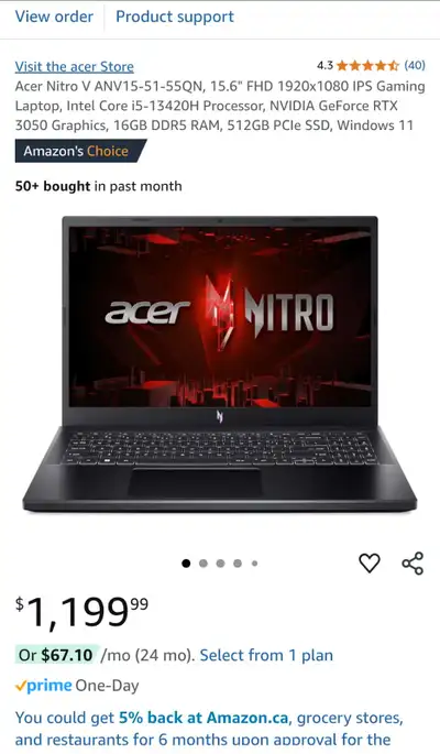 Acer Nitro 5 Gaming Laptop, View more