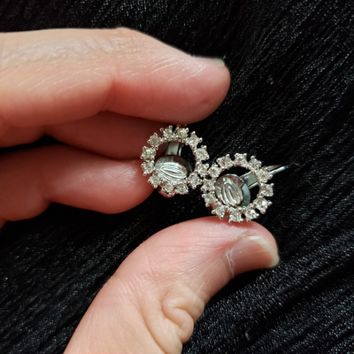 Vintage Circle Crystal Clip on Earrings, View more