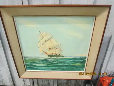 original signed nautical oil painting, View more