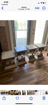 Glass Top Coffee Table and (3) Glass Top End Tables 