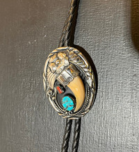 SSI Fancy Silvertones and turquoise stone bear claw/Diamond Back