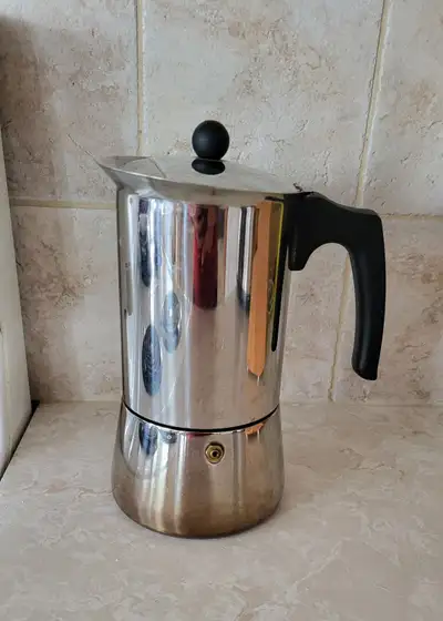 This is a great moka pot for making espresso on the stove. It is made from stainless steel, can prod...