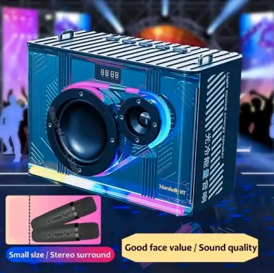 LED BLUETOOTH SPEAKER BOX WITH 2 WIRELESS MIC NEW 2024 MAKE YOUR NEW YEAR WITH THIS SPEAKER BEST EVE...