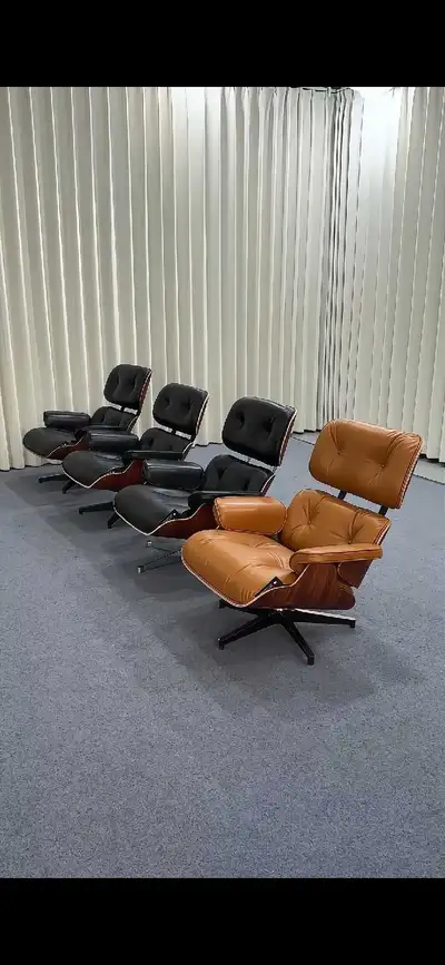 Luxury Eames Style Lounge Chair & Ottoman | Aniline Leather, View more