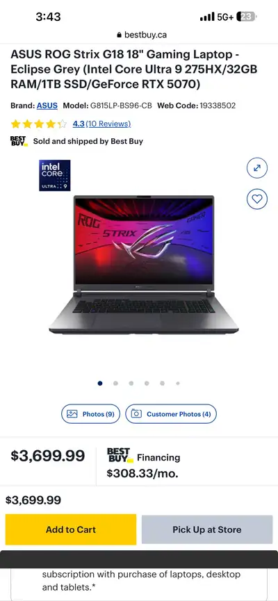 ASUS ROG Strix G18 RTX 5070 / Ryzen 9 / 32GB / LNIB, View more