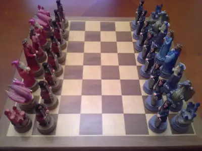 Themed chess set with 15" x 15" walnut board in excellent condition. Pick up in Ottawa West, near An...