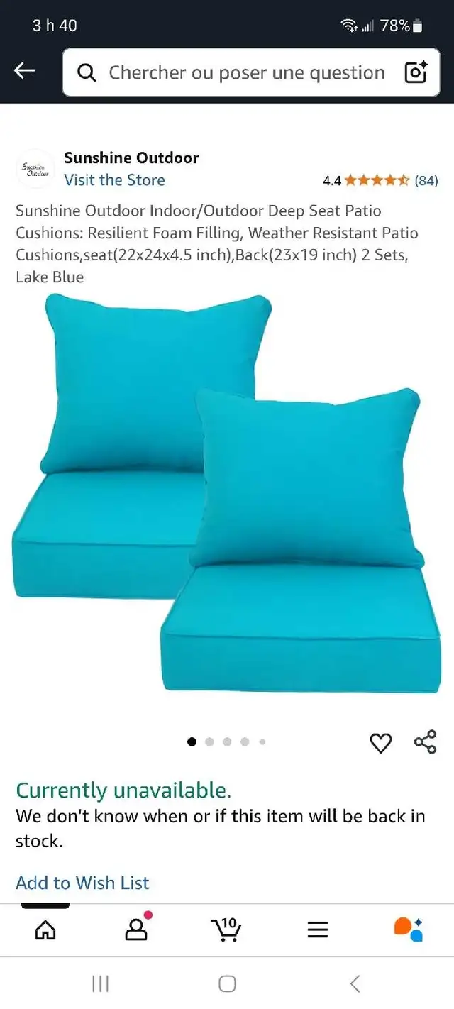 2 ens. coussins neufs pour fauteuil patio in Patio & Garden Furniture in Gatineau - Image 3