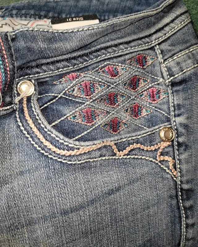 Grace in LA denim embroddiered jeans/ 94 Harley San Fransisco in Arts & Collectibles in Red Deer - Image 7