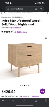 Solid Wood Night Stand 