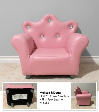 Pink Princess Crown Armchair for Kids, View more