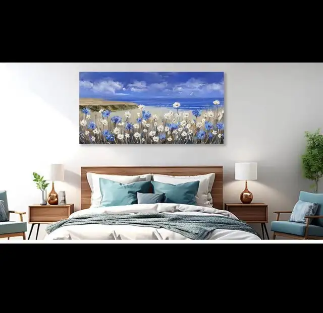 Large Coastal Flowers Wall Art for Living Room Decor Framed Art  in Home Décor & Accents in Hamilton - Image 3