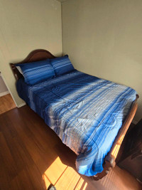 Solid wood frame bed