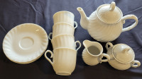 CHINA TEA SET - BRAND NEW 11 PIECE WHITE TEA SET - NEVER USED