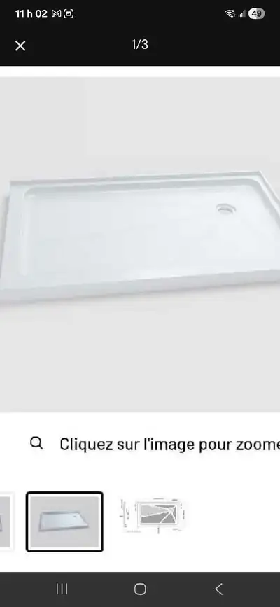 Base de douche neuve 60X36 drain gauche, View more