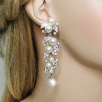 Sparkling Swarovski Crystal Pearl Chandelier Earrings