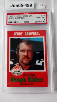 Jerry Campbell 1971 O-PEE-CHEE CFL #77 PSA 8 NM-MINT Ottawa RR