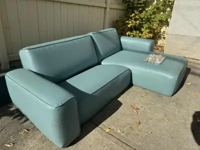 Reversible ikea teal leather couch. Free delivery, View more