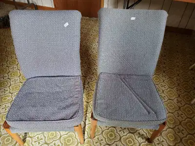 Pair of wood-framed chairs, View more