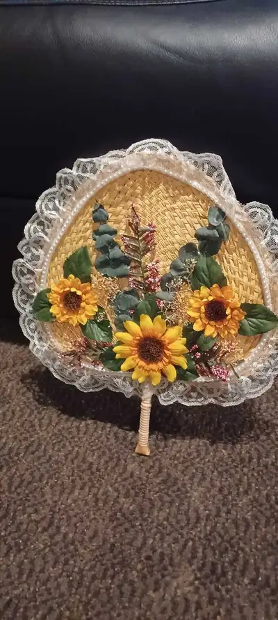 Vintage Woven Leaf Fan, View more