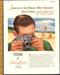1948 full-page magazine ad for Bell & Howell Foton Camera
