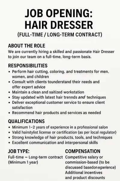 hair dresser , View more