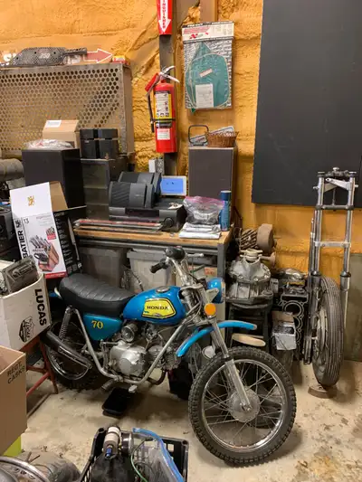 Everything must go! Vintage motorcycles, mini bikes, bicycles, classic car parts, classic truck part...