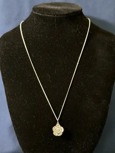 Sterling Silver Flower Pendant with 18” Chain, View more