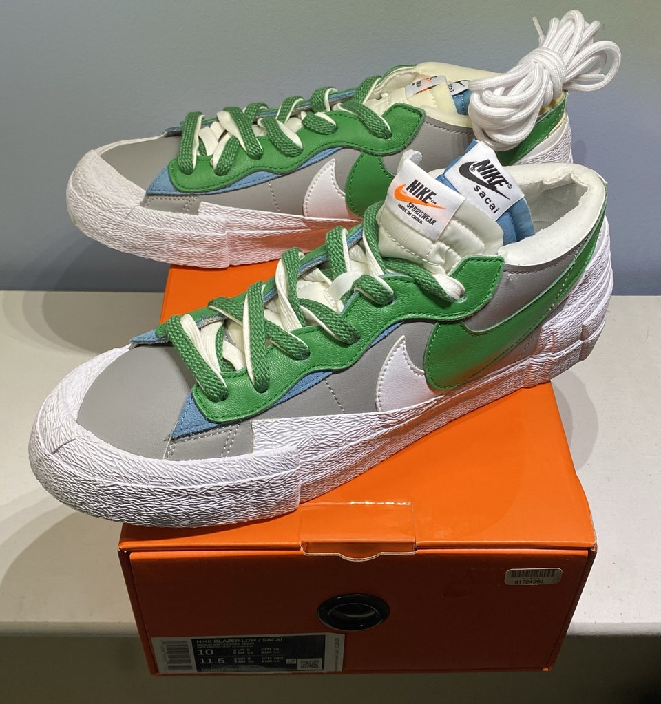 Nike, SOLD - Nike Blazer Low x Sacai Classic Green - 10M