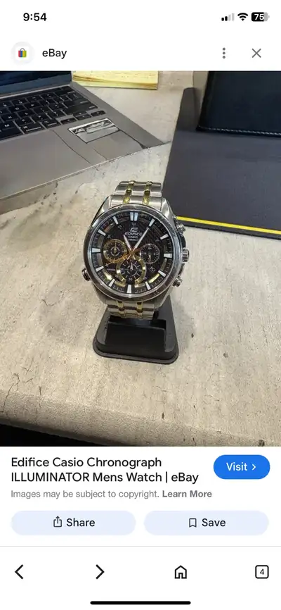 Selling a Edifice Casio Chronograph ILLUMINATOR Mens Watch new battery just installed July 17, 2025....