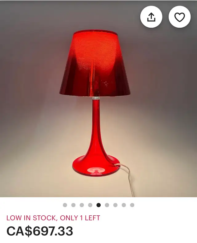 Rare Miss K Table Lamp Transparent Red by Nerval Philippe Starck in Indoor Lighting & Fans in Laval / North Shore - Image 7