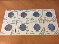 War of 1812 Commemorative Canadian Quarter Set (8 UNC Coins)