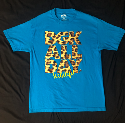 DGK (Size L) "All Day Wildlife" Cheetah Print Blue T-Shirt, View more