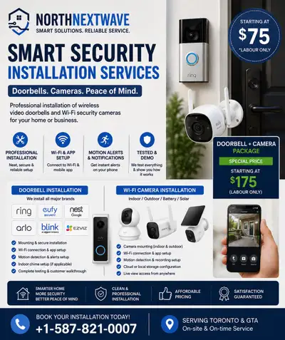     Smart Doorbell & Wi-Fi Camera Installation, View more