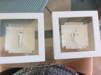 New, Set of Two Sweet Bathroom Wall Frames