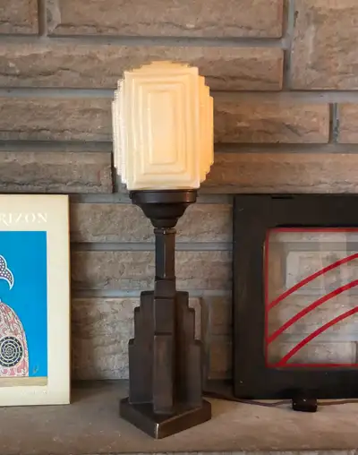 Art Deco Lamp: 1930's Vintage Skyscraper Machine Age Lamp, View more